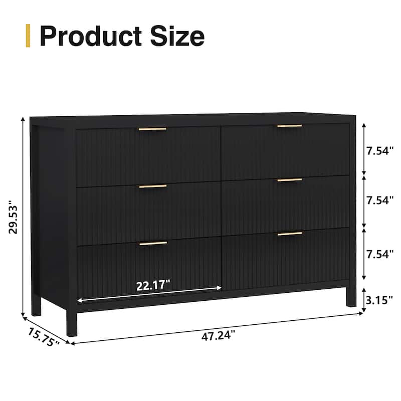 Wooden 6 Drawer Storage Dresser Cabinet/Chest of Drawers