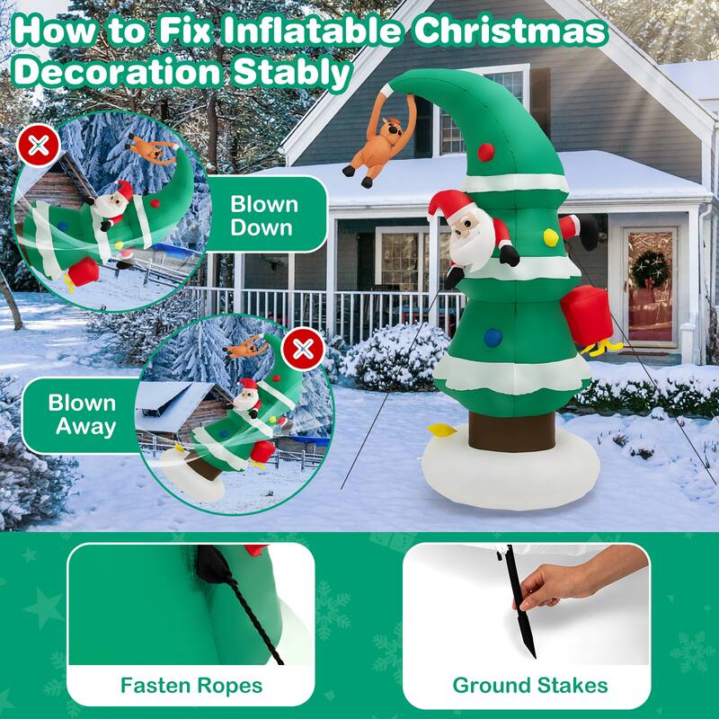 Costway 8FT Inflatable Christmas Tree with Santa Claus, Blowup Holiday - See Details