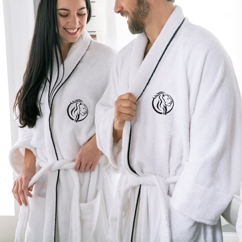 Superior 100% Cotton Embroidered Adult Unisex Luxury Bathrobe