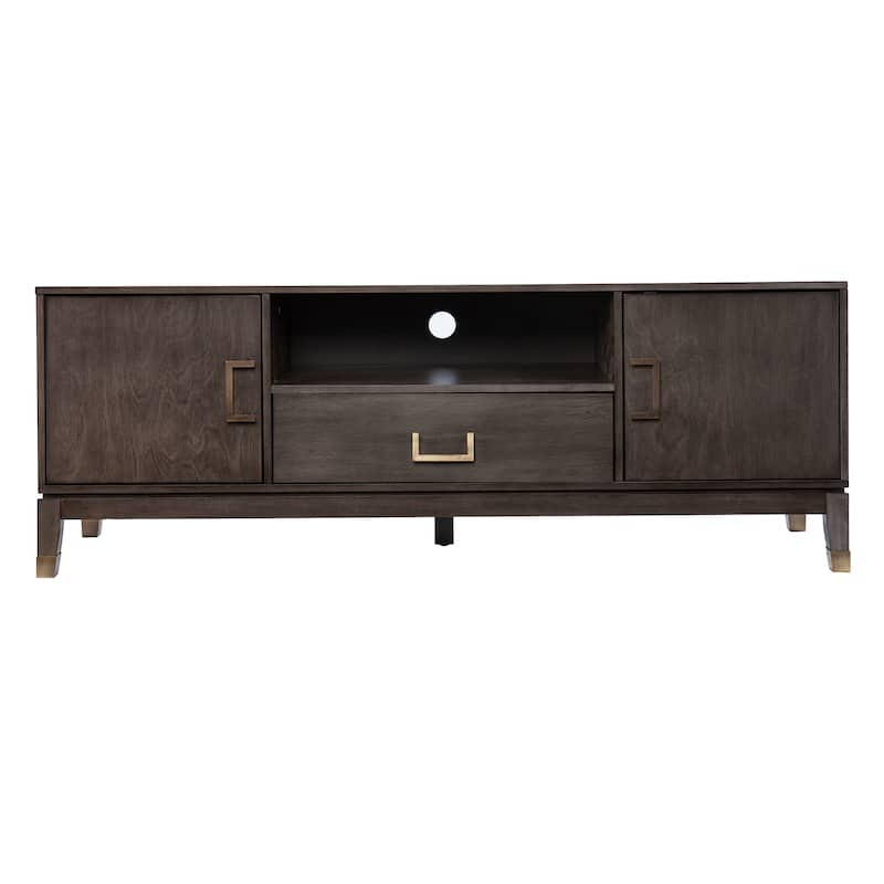 SEI Furniture Barlock Transitional Brown Wood Media TV Stand for TV's up to 60"