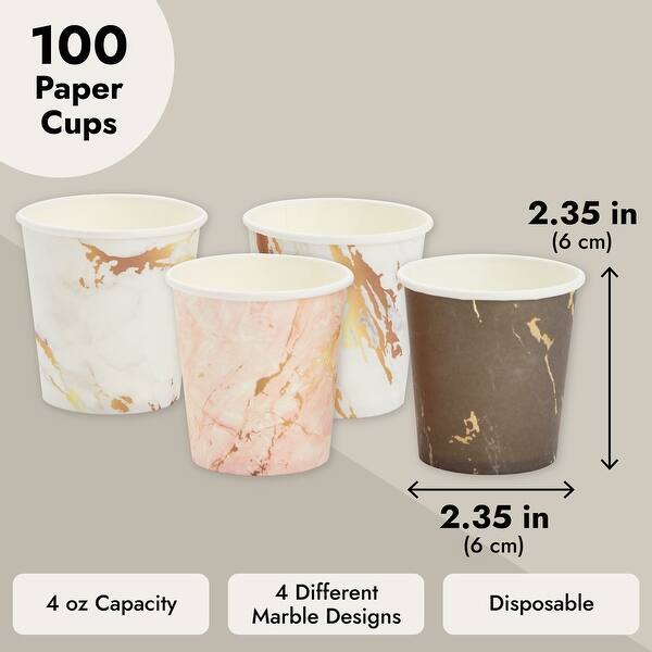 Sparkle and Bash 100 Pack Small Paper Cups, Disposable Coffee Cup for Drink  Espresso Bathroom 4oz - Bed Bath & Beyond - 43652384