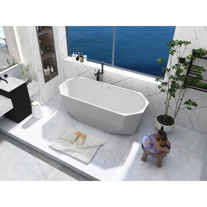 Edward Soaking Diamond Style Bathtub in Glossy White