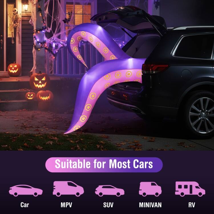 Multi-Color Polyester 6.5ft Inflatable Halloween Tentacles with LED Lights