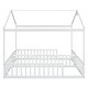 preview thumbnail 20 of 28, Double Twin Size Pine Wood House Floor Bed with Fence, Guardrails, without door for Bedroom