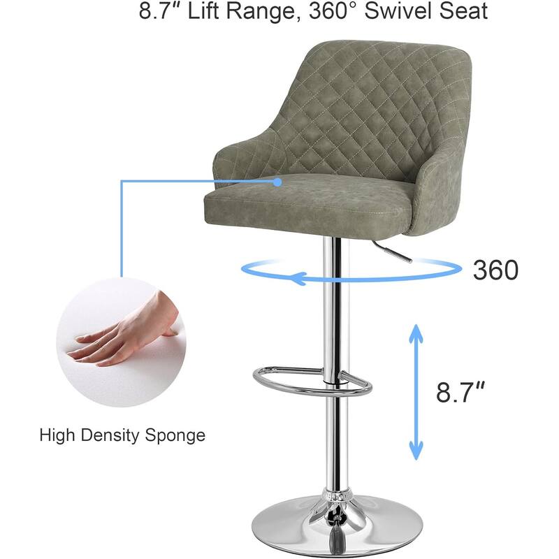 VECELO Adjustable Swivel Modern Bar Stools with Backs