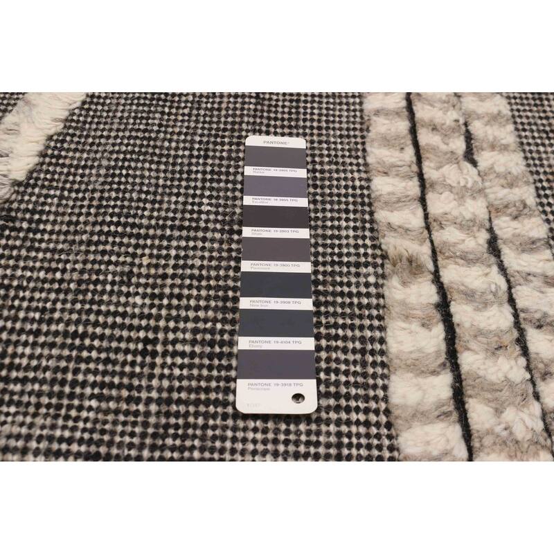 ECARPETGALLERY Hand-knotted Tangier Black, Cream Wool Rug - 8'0 x 10'2