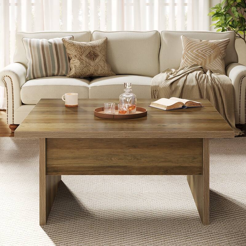 Square Coffee Table, 39.4-Inch Farmhouse Cocktail Tea Center Table