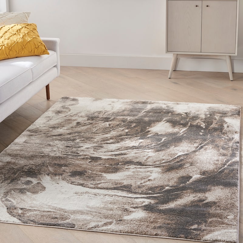 American Manor Contemporary Abstract Area Rug - 5'3" x 7'3" - Iv/Mocha - Rectangle