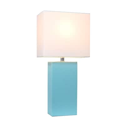Lexington Leather Base Modern Lamp with Fabric Shade