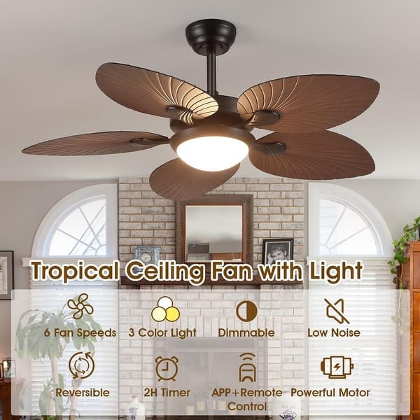 PHORUS 52 Inch Tropical Ceiling Fans With Lights And Remote