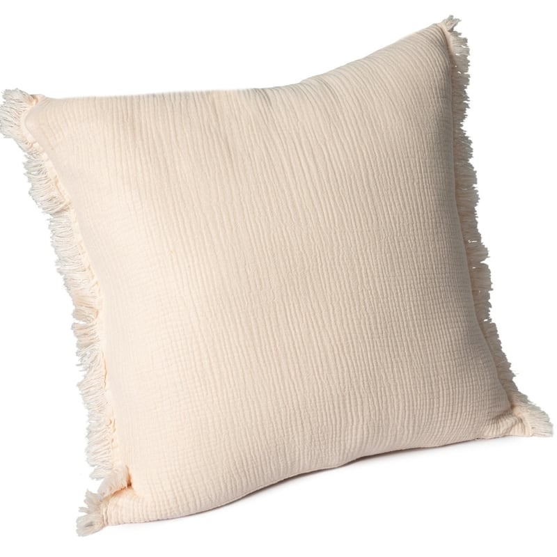 HomeRoots 20" X 20" Orange Striped Cotton Zippered Down Pillow With Fringe