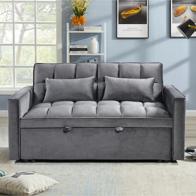 Versatile Convertible Sofa Bed with Reclining Backrest and Extra Pillows for Ultimate Comfort
