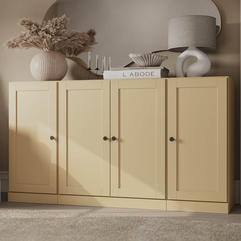 Palace Imports 100% Solid Wood 65" Sideboard with Shaker Doors and Adjustable Shelves - Aqua Blue