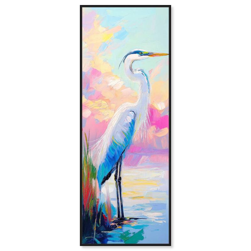 Expressive Egret I Panoramic Canvas by Art Remedy - Black - 20" x 54"