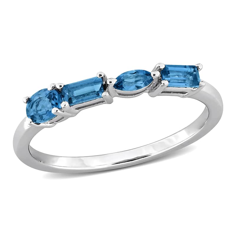 Miadora Multi-Gem Four Stone Ring Sterling Silver - 9 - Blue