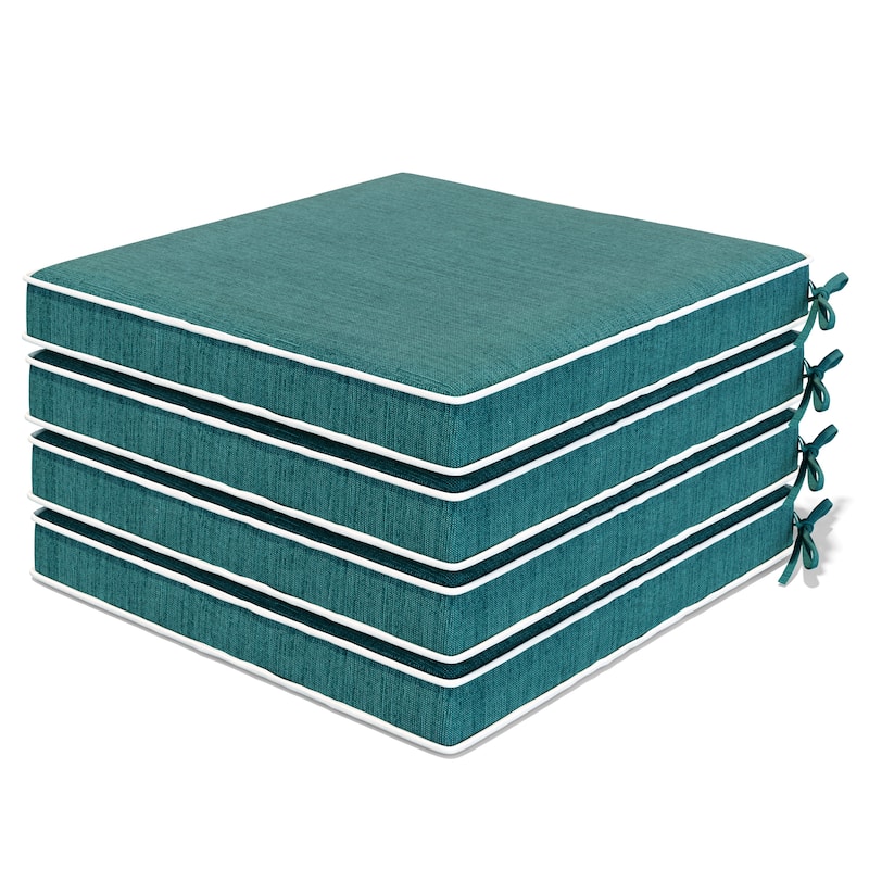 VredHom 17''/18.8'' Square Outdoor Chair Pad (Set of 2/4) - MALACHITE-4PC - 18.8''x18.8''x2.8''