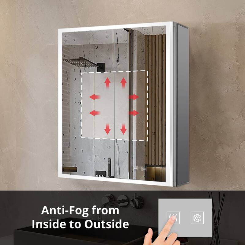 Mesa Surface-Mount LED Mirror Medicine Cabinet with Defogger