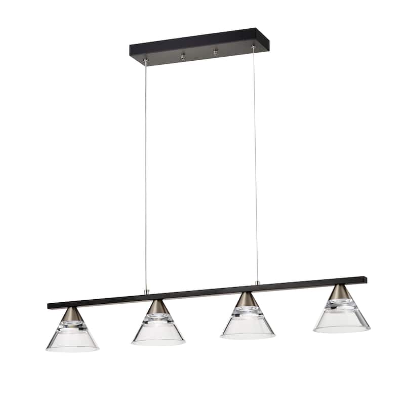4-Light Matte Black and Brushed Nickel Kitchen Island Light with Acrylic Shades - Matte Black and Brushed Nickel