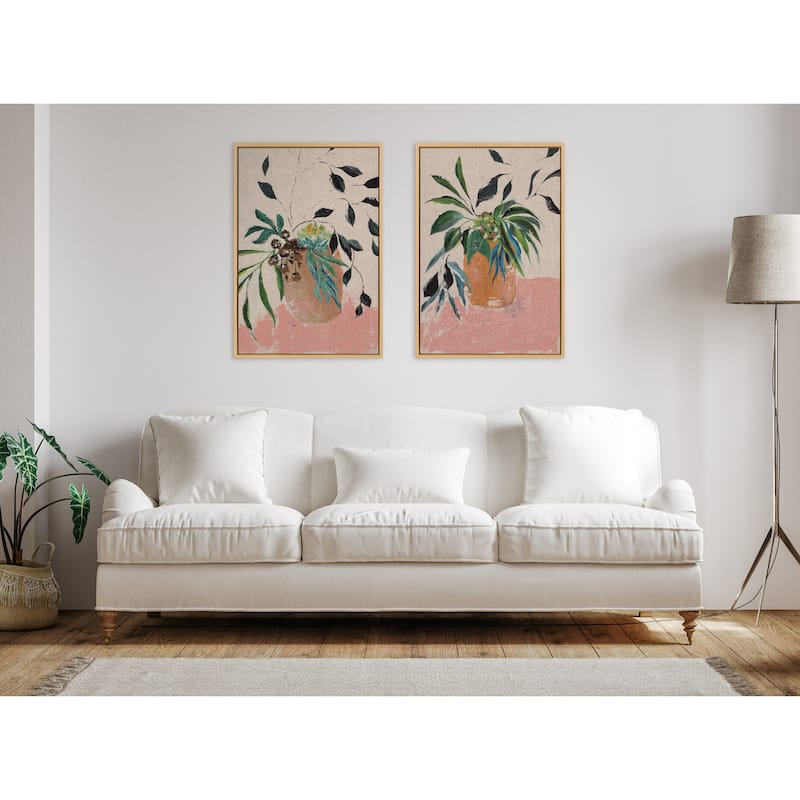 Kate and Laurel Sylvie Wild Foliage l Framed Canvas by Nikita Jariwala