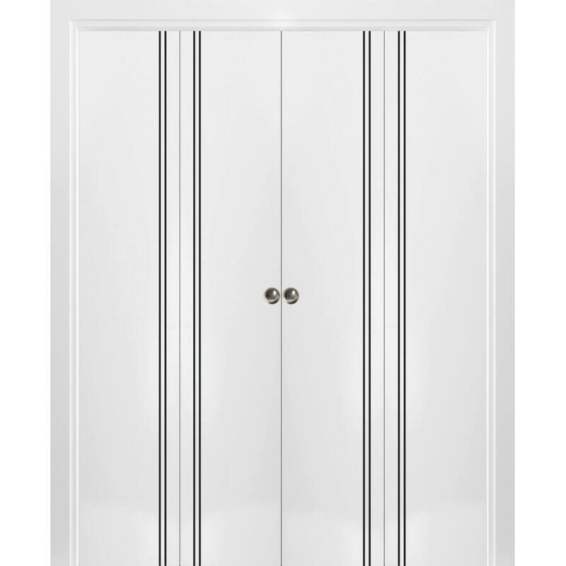Bi-fold Doors 56 x 80 Planum 0016 White Silk with Sturdy Tracks - 72" x 96" (4* 18x96)