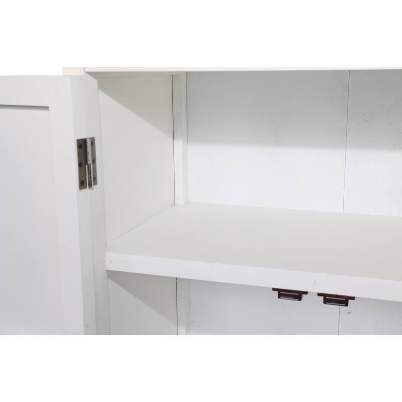 27'' Accent Tall Tower White Storage Cabinet - Rustic Wood Sideboard Pantry Cabinet - Versatile Buffet Cabinet with Stor