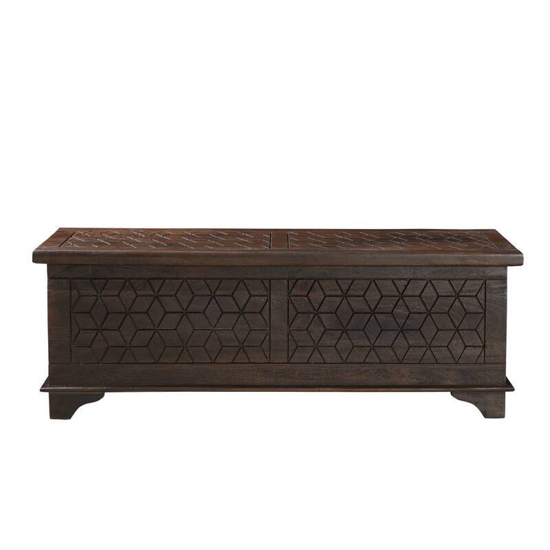 Clara Carved Solid Wood Storage Ottoman