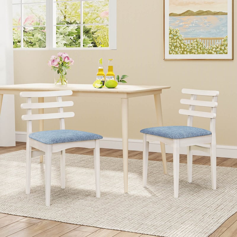 Costway Dining Chairs Set of 2/4 with Rubber Wood Frame Padded Seat &