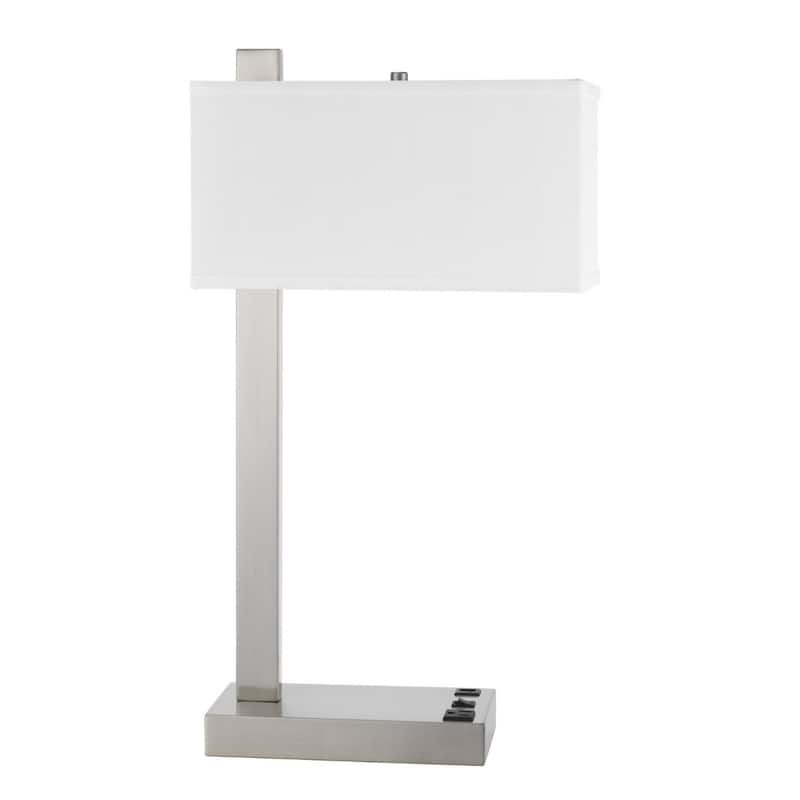 Desk Lamp with USB Port 25-inch Nickel Metal and Adjustable Arm - 13.50" x 7" x 25"