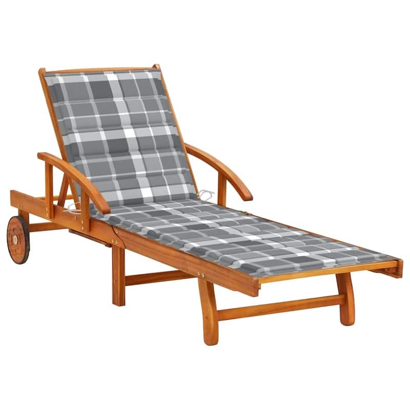 vidaXL Patio Lounge Chair Sunbed Sunlounger with Cushion Solid Acacia Wood