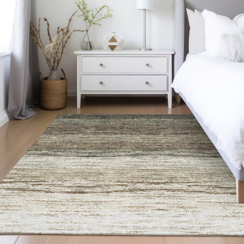 Machine Washable Indoor/ Outdoor Chantille Solid Ombre Rug