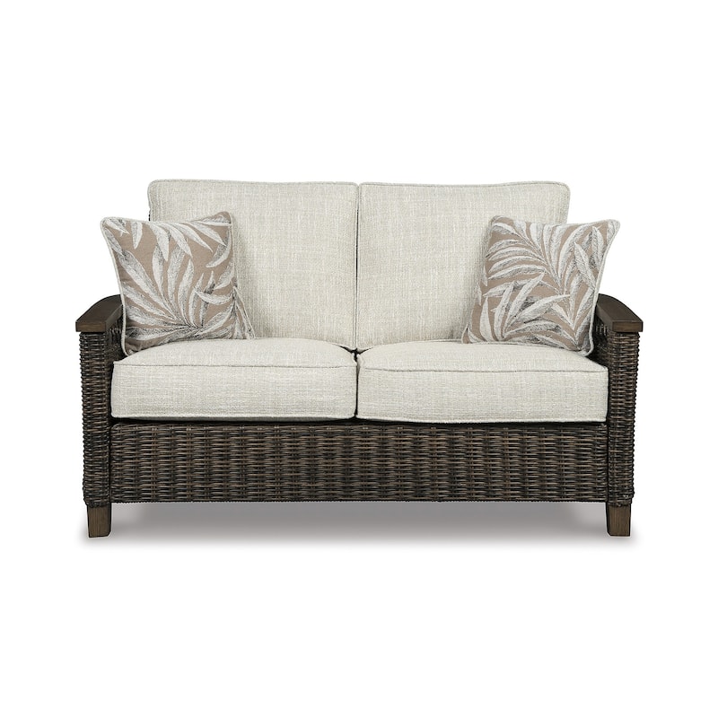Paradise Trail Outdoor Loveseat with Cushion - Medium Brown - 58.5" W x 35.75" D x 38.25" H
