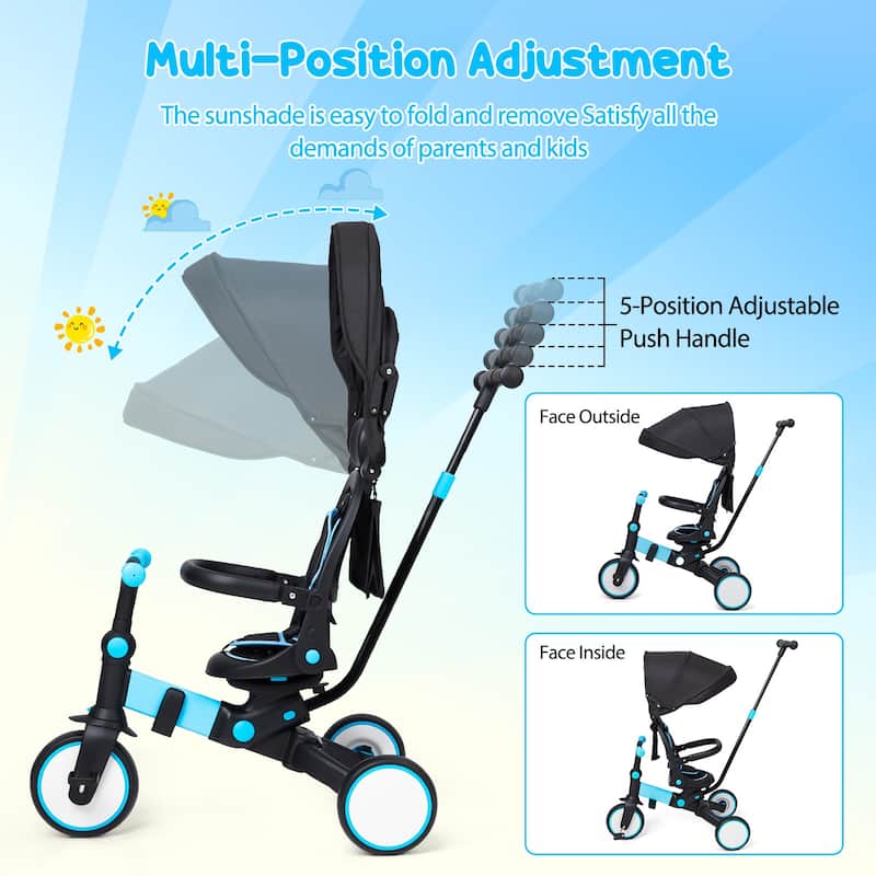 7-in-1 Folding Kids Tricycle with Adjustable Parent Handle