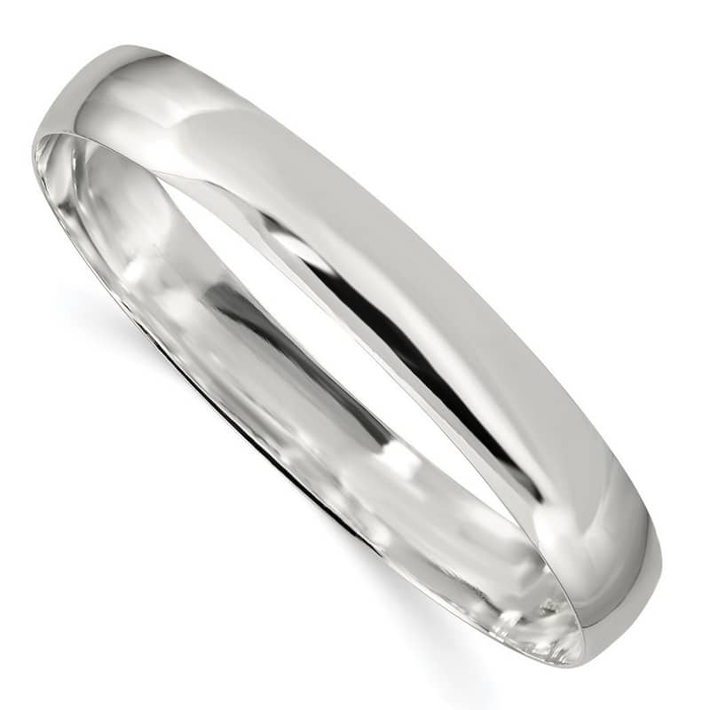 Curata 925 Sterling Silver 7.5" 9.75mm Solid Plain Wide Slip On Polished Bangle Bracelet