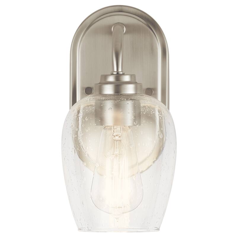 Kichler Valserrano 10 inch Wall Sconce 1 Light with Clear Seeded Glass in Brushed Nickel