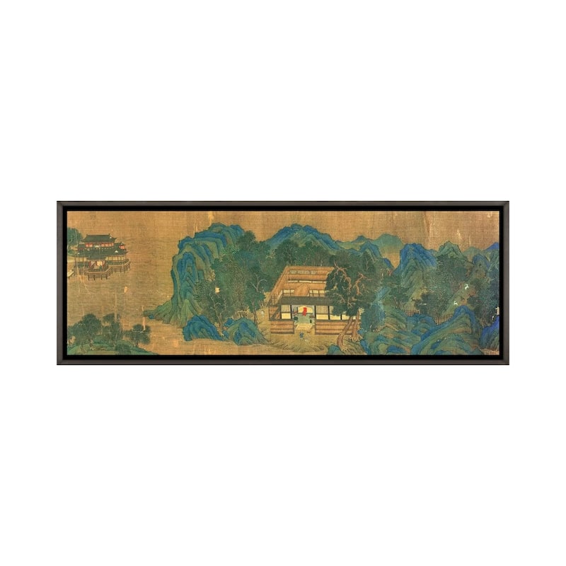 iCanvas "Wang Chuan's Residence, after the Painting Style and Poetry of Wang Wei " by Qiu Ying Framed - 12x36 - Charcoal