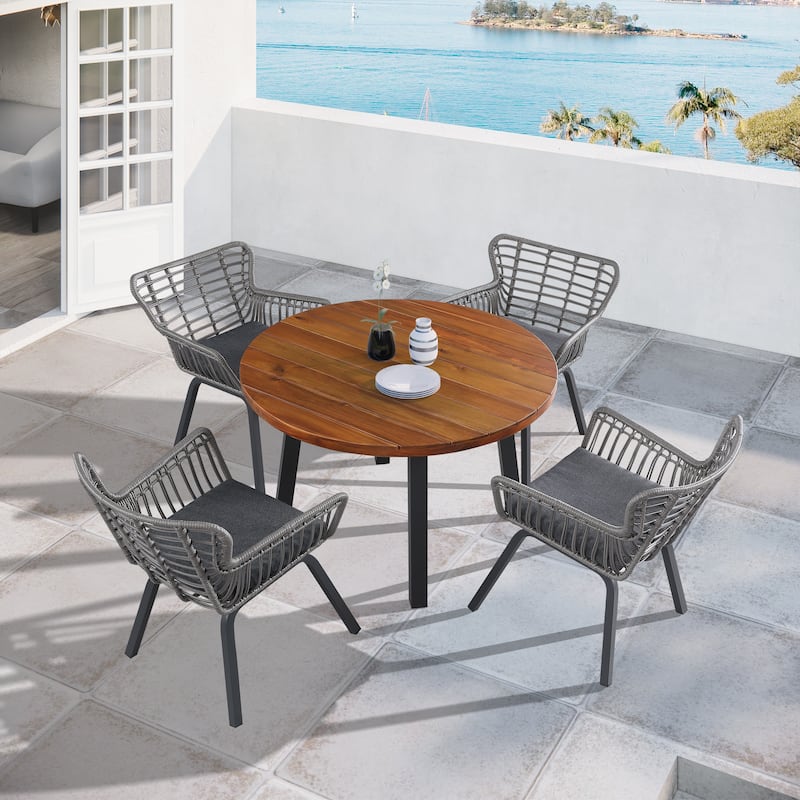 Luna Acacia Patio Dining Set - N/A