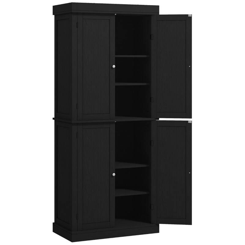 6 Tier Storage Cabinet with Adjustable Shelves Shaker Style Doors Anti Tipping Durable MDF for Kitchen and Home
