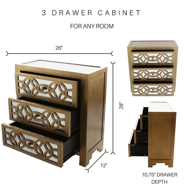 Silver Orchid Fonda Glam Mirrored Cutout 3-drawer Chest