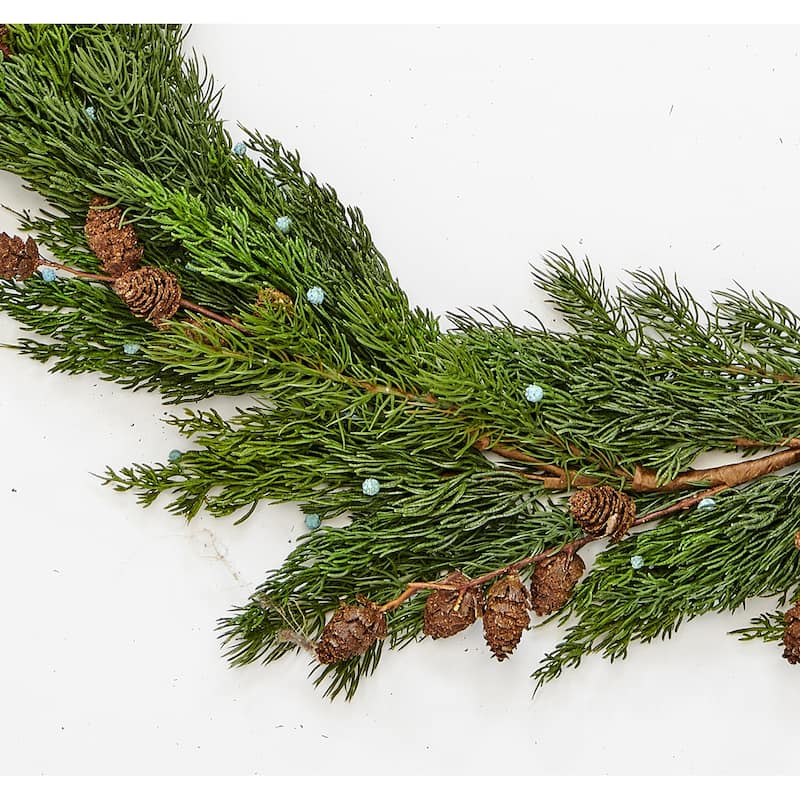 69" Christmas Artificial Evergreen Pine Juniper with Seed Cones Garland - Green - 69