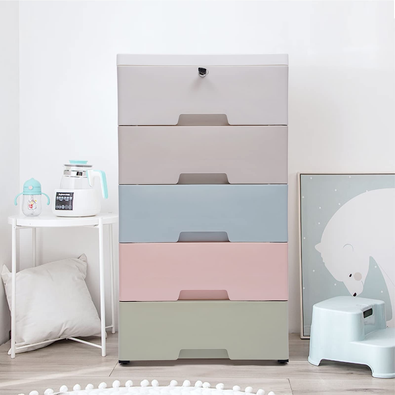 plastic dresser pink Wide Drawer Cart  Starplast