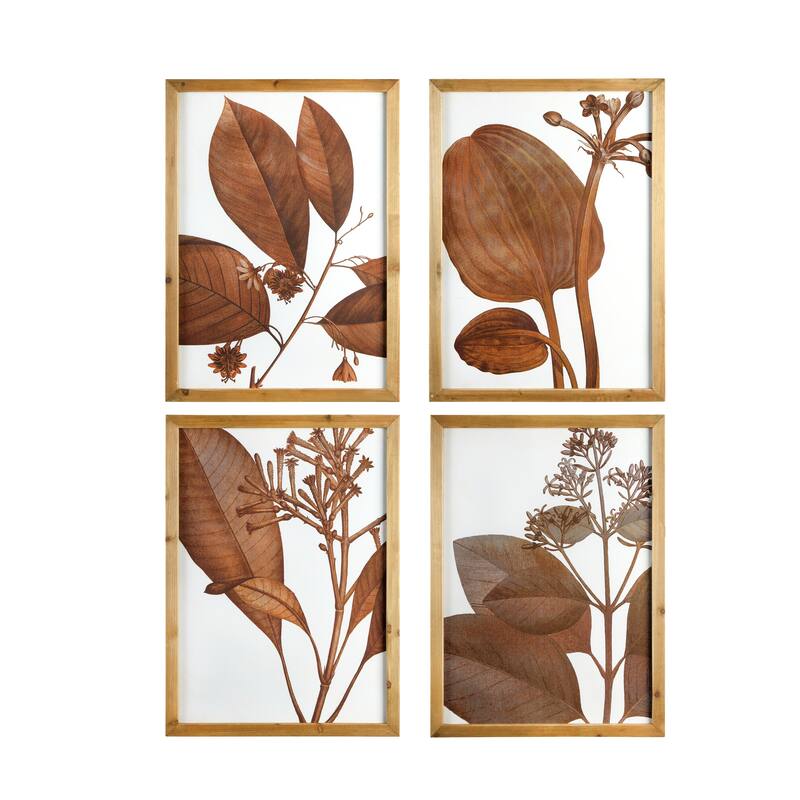 Wood Framed Botanical Wall Décor (Set of 4 Designs) - Sienna
