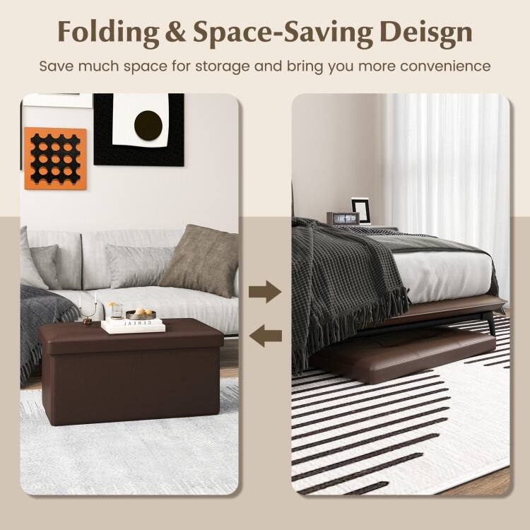 Upholstered Square Footstool with PVC Leather Surface for Bedroom