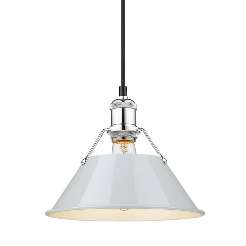 Yep by Golden Lighting Orwell 1-light 10in Pendant in Chrome and Dusky Blue shade - Silver