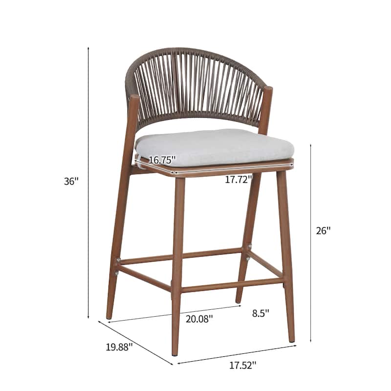 Christopher Knight Home - Beverly Outdoor Counter Stools with Scallop Backrest (Set of 4) - Aluminum