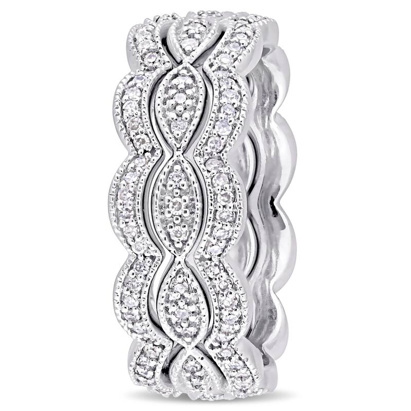 Miadora 1/2ct TDW Diamond Stackable Ring Set in 14k White Gold