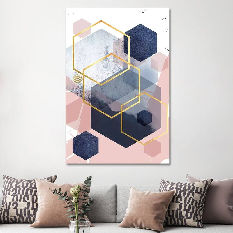 iCanvas "Abstract Navy Blush Gold I" by Urban Epiphany Canvas Print