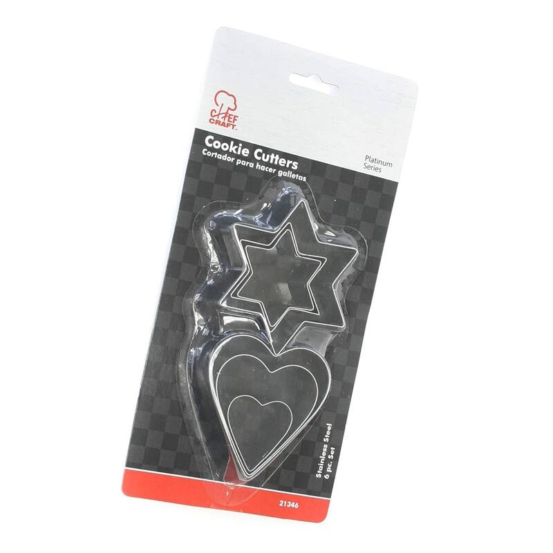Chef Craft 6pc Stainless Steel Cookie Cutter Set - Star and Heart Shapes