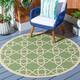 SAFAVIEH Courtyard Lawanda Trellis Indoor/ Outdoor Waterproof Patio Backyard Rug - 5'3" x 5'3" Round - Green/Beige