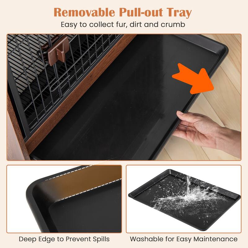 Indoor Dog Crate with Removable Tray and Lockable Door for Secure Pet Housing - 24.5" L × 19.5" W × 24" H