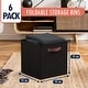 preview thumbnail 64 of 64, Foldable Collapsible Storage Box Bins Linen Fabric Shelf Basket Cube Organizer with Leather Handles - Set of 6